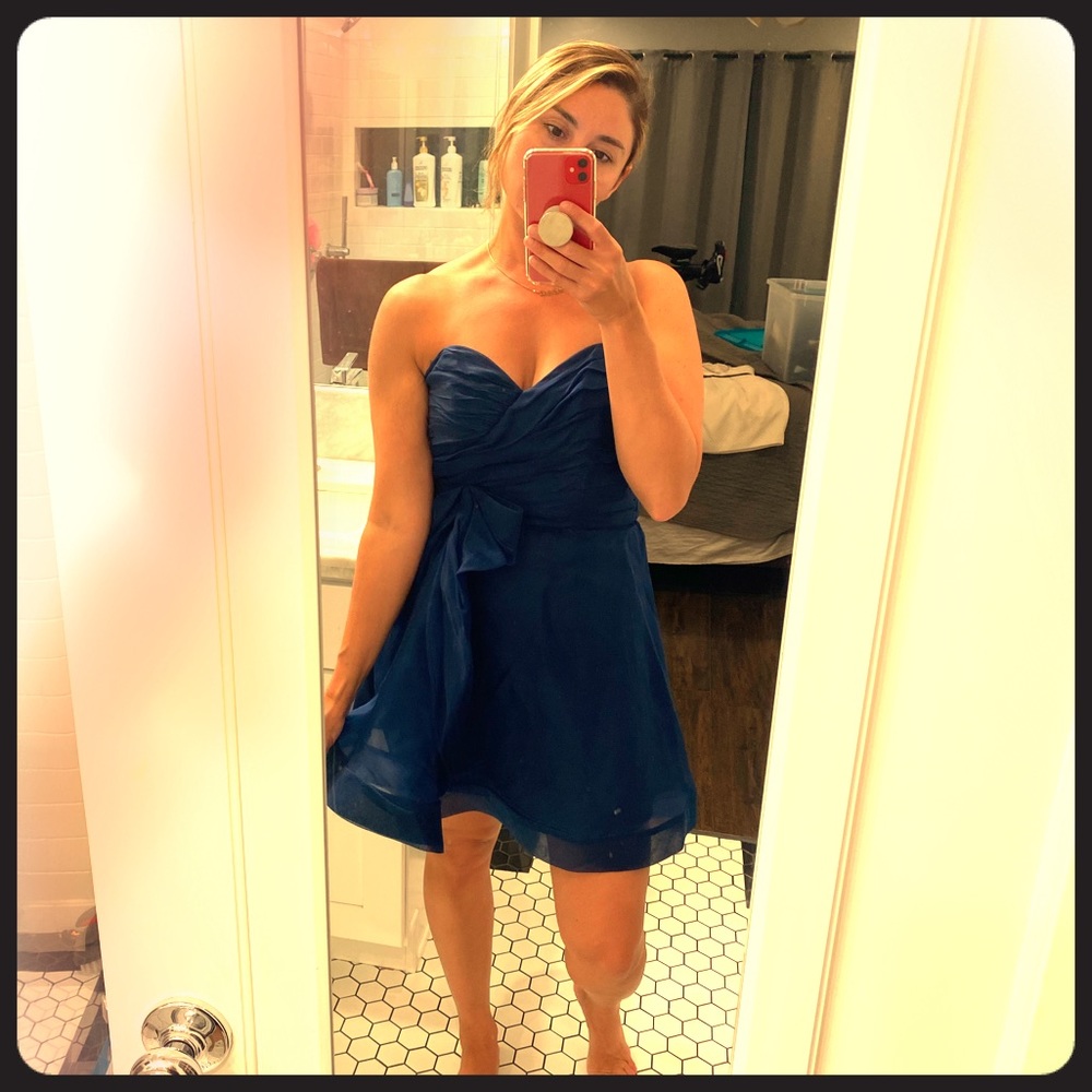 A.B.S organza silk babydoll strapless dress
